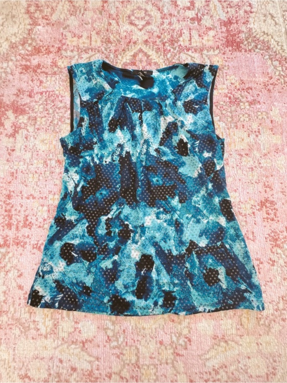 Alfani, Sleeveless Blue Abstract Print Women's Top